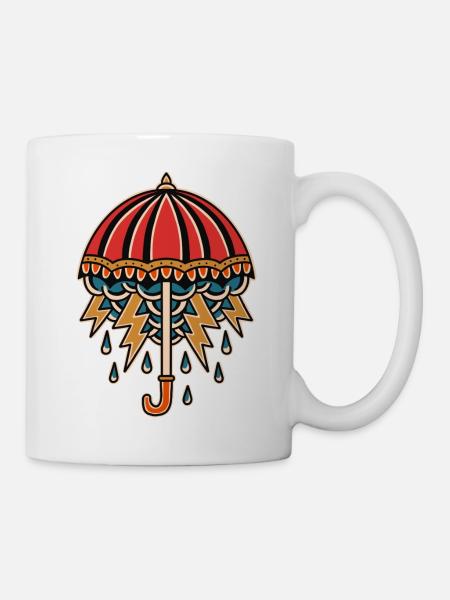 Old school tattoo design regenschirm - Tasse - Weiß