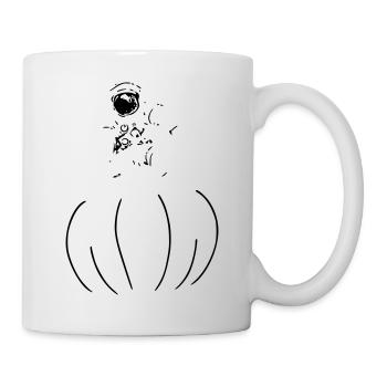 Astronaut Rides Pumpkin Halloween Space Vector - Mug - white - Right