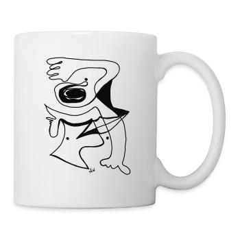 Zeichnung Portrait Line Art Dame schwarz - Tasse - Weiß - Rechts