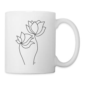 Flower Drawing Fine Line Art Abstract Art - Mug - white - Right