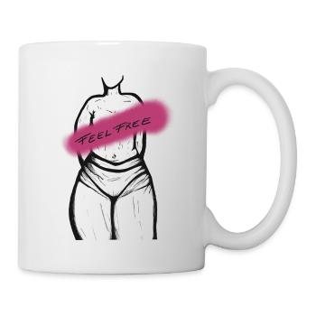 Drawing Woman Body "FEEL FREE" Feminism - Mug - white - Right