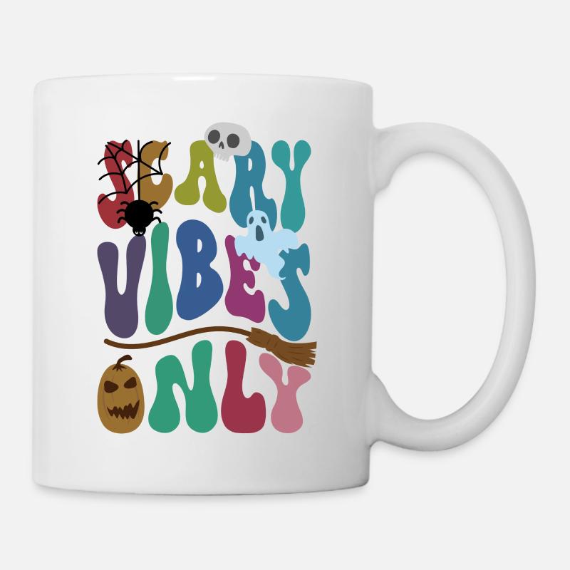 Scary Vibes Only Halloween Pumpkin Ghostly Creepy - Mug - white