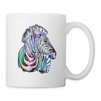 Buntes Zebra in Aquarell - Tasse - Weiß - Rechts