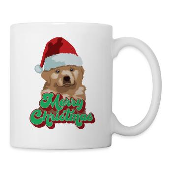Cadeau de Noël Mignon Drôle de chien Chapeau de Père Noël Joyeux Noël - Mug blanc - blanc - Droite