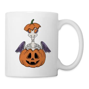 Un poussin squelette regarde hors de la citrouille – Halloween - Mug blanc - blanc - Droite