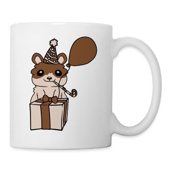 Geburtstag feiern Hamster Comic - Tasse - Weiß - Rechts