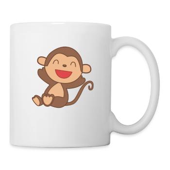 Happy monkey content cute birthday annim - Mug - white - Right