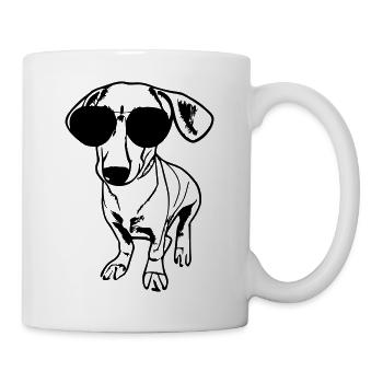 Teckel Chien Chiens Lunettes de soleil vecteur cool 2 - Mug blanc - blanc - Droite