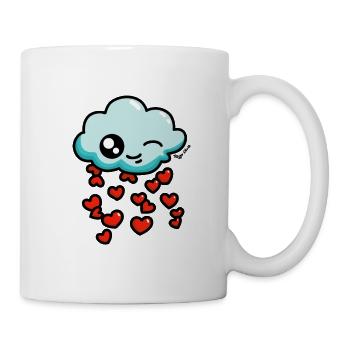 Wolkenregen Herzen Farben - Tasse - Weiß - Rechts