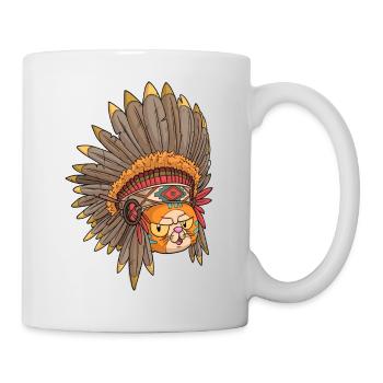 Chat / chat indien avec bijoux en plumes - Mug blanc - blanc - Droite