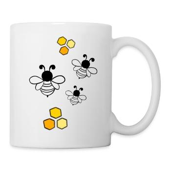 Bees with honeycomb - Mug - white - Right