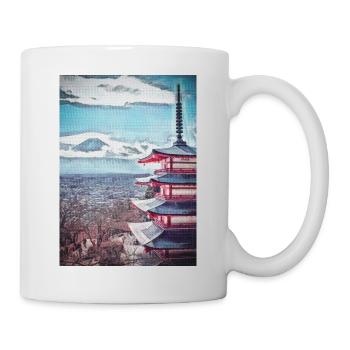 Vintage Arakurayama Sengen Park Japanische Malerei - Tasse - Weiß - Rechts