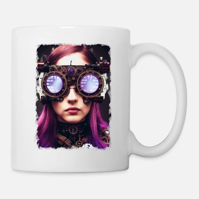 Futuristic woman with sunglasses - Mug - white