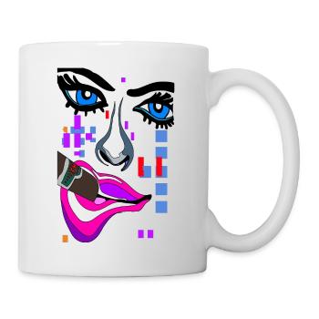 Augen Auffallen mit Mund Nase Gesicht - Tasse - Weiß - Rechts