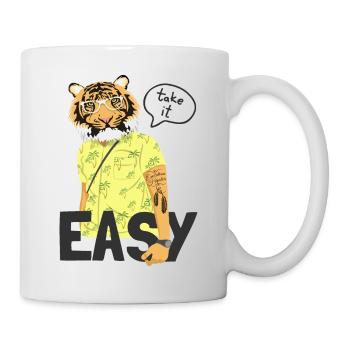 take it easy hipster tiger - Tasse - Weiß - Rechts