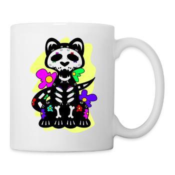Day of the dead Katze mit Blumen mexikanisches - Tasse - Weiß - Rechts