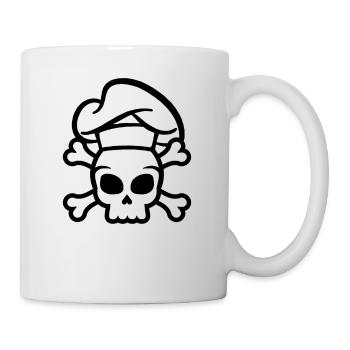 Koch Totenkopf Kochmütze Kochen - Tasse - Weiß - Rechts