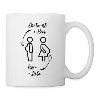 Bierbauch und Schwangerschaftsbauch - Dicker Bauch - Tasse - Weiß - Rechts
