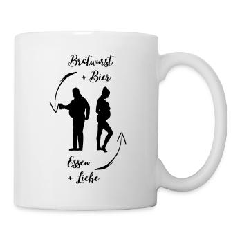 Bierbauch und Schwangerschaftsbauch - Dicker Bauch - Tasse - Weiß - Rechts