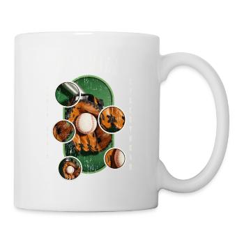 Baseball Ball Handschuh Schläger Vintage Retro - Tasse - Weiß - Rechts
