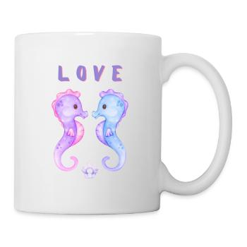 L O V E Seepferdchen - Tasse - Weiß - Rechts