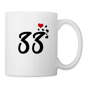 33 Herzen 33. Geburtstag Jubiläum - Tasse - Weiß - Rechts