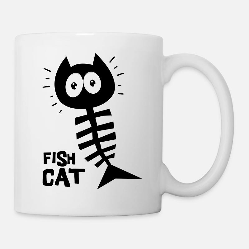 Poisson chat, humour, chat drôle - Mug blanc - blanc