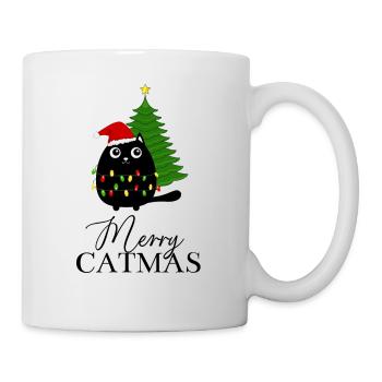 Joyeux Catmas | mignon motif chemise chat arbre de Noël - Mug blanc - blanc - Droite