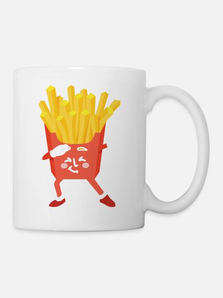 dabbing fries Un cornet de frites A cone of fries - Mug blanc - blanc