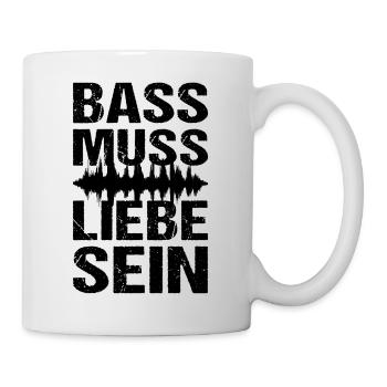 Bass Muss Liebe Sein Techno Musik - Tasse - Weiß - Rechts