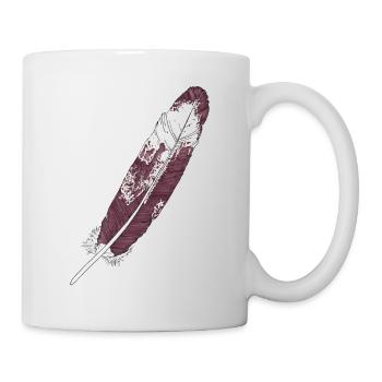 Large feather brown-white hand-drawn (white-tailed eagle) - Mug - white - Right