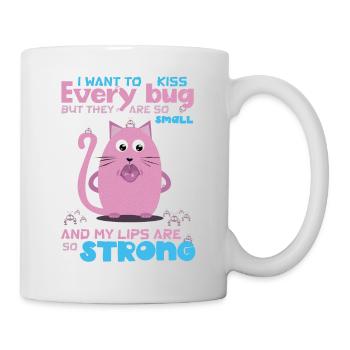 Funny Quote with Cat, Insect Humor - Mug - white - Right