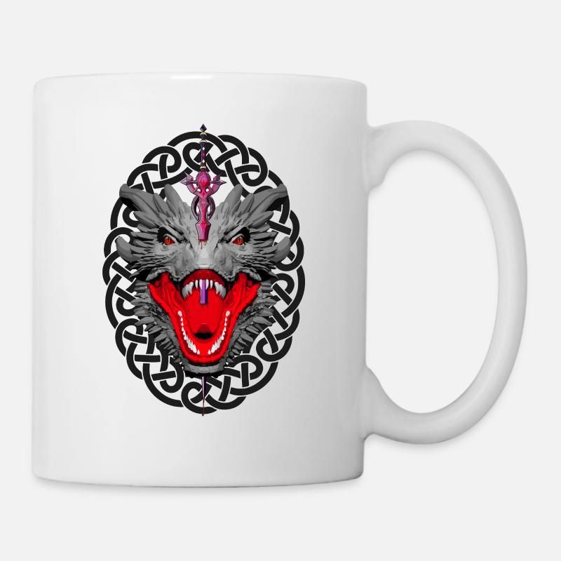 Dragon with purple sword - Mug - white