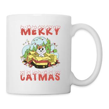 Merry Catmas Cat Christmas Christmas Tree Cartoon - Mug - white - Right