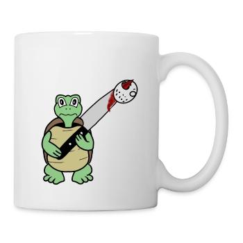 Killer Shildkröte- Turtle kills Jason - Tasse - Weiß - Rechts