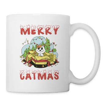 Merry Catmas Cat Christmas Christmas Tree Cartoon - Mug - white - Right