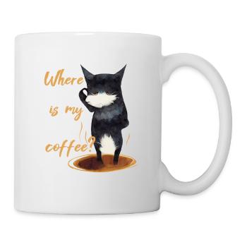 Where is my coffee? Gift idea, cat, coffee - Mug - white - Right