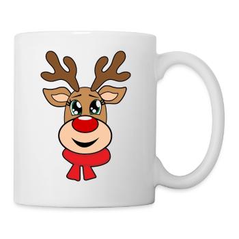 Rentier rote Nase Weihnachten Rudolph - Tasse - Weiß - Rechts