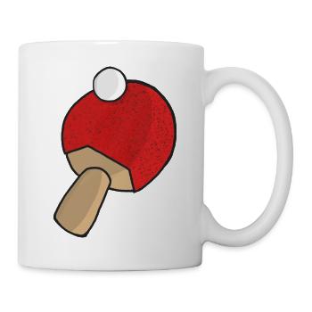 Tischtennisschläger in rot, mit Ball - Tasse - Weiß - Rechts