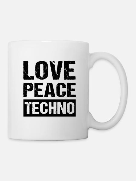 Love Peace Techno - Tasse - Weiß
