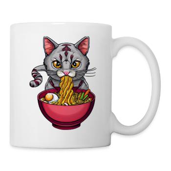 Le chat mignon aime la conception de nouilles ramen - Mug blanc - blanc - Droite