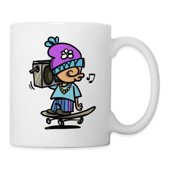 Patineur avec Ghettoblaster - Mug blanc - blanc - Droite