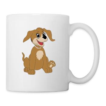 Chien assis - beige - Mug blanc - blanc - Droite