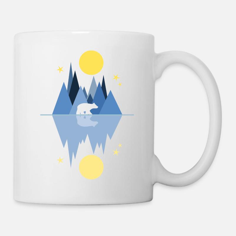 Polar bear, night - moon - stars - Mug - white