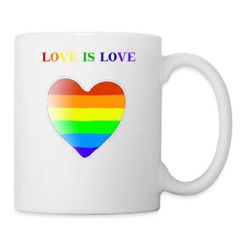 Regenbogen Herz Geschenkidee LGBT Love is love - Tasse - Weiß - Rechts