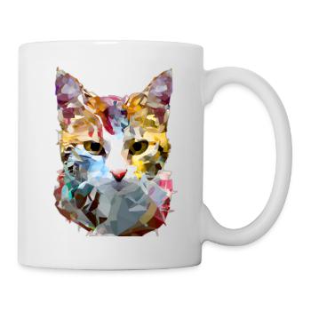 Chat géométrique polygonal abstrait - Mug blanc - blanc - Droite
