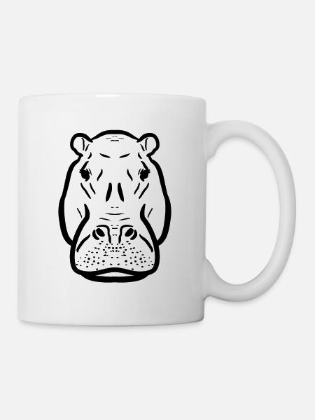 Nilpferd schwarz - Tasse - Weiß