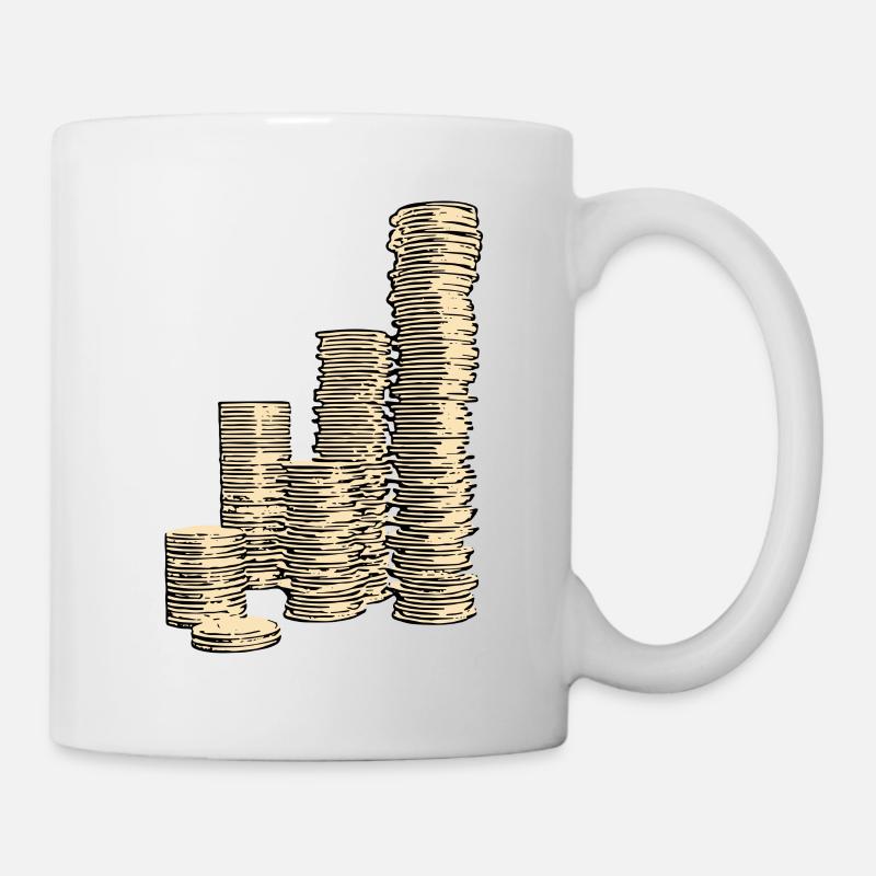 Pile de pièces - Illustration numérique - Mug blanc - blanc