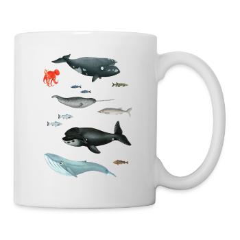 Patterns with whales and fish / underwater world - Mug - white - Right