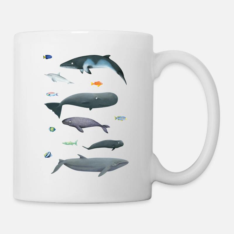 Patterns with whales and fish / underwater world - Mug - white